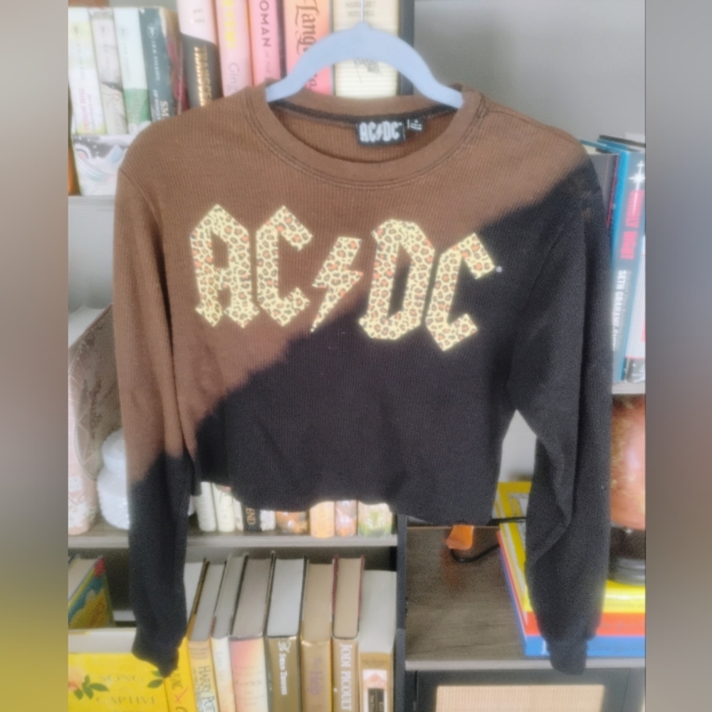 AC/DC  Vintage Brown and Black Crop Top